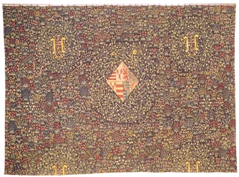 Mille fleurs mit dem Wappen von Jacqueline von Luxemburg (geb. 1439) (Wandteppich)